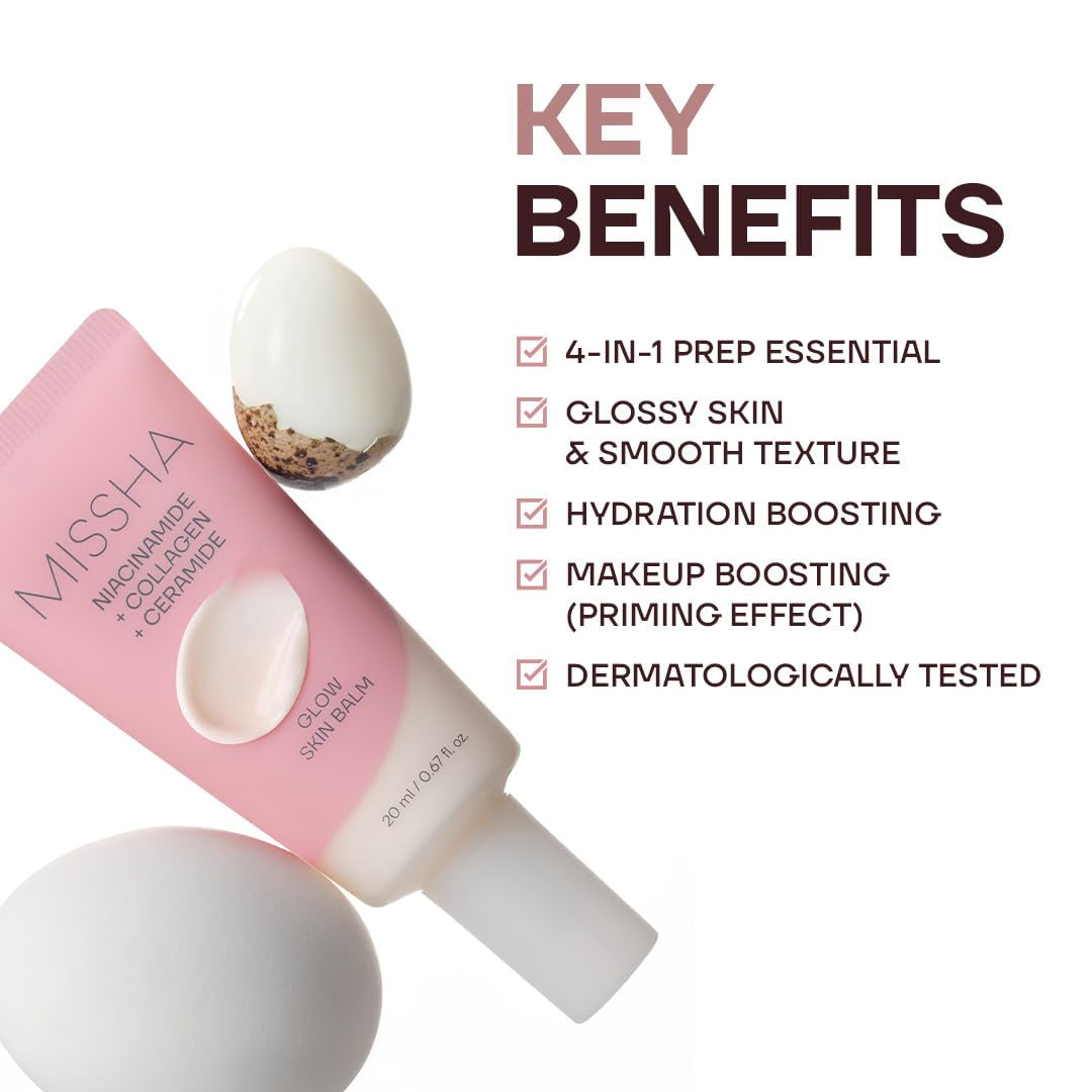 Glow Skin Balm 0.68 Fl Oz/ 20Ml, 4-In-1 Primer, Moisturizing Cream, Morning Pack, Luminizing Cream for a Flawless Natural Glow, Glass Skin, Travel Size