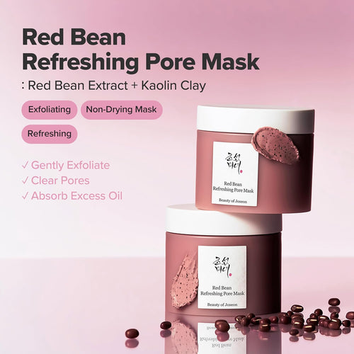 Red Bean Pore Refreshing Mask Mud Cream Hydrating Wash off Pack, Pore Cleansing Exfoliator, Korean Skin Care for Men and Women 140Ml, 4.73 Fl.Oz