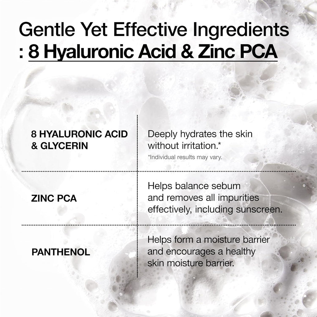 Hydrating Gentle Foaming Cleanser, Daily Face Wash for Double Cleansing, Hyaluronic Acid, Zinc, Panthenol, for Dry & Sensitive Skin, Sebum Balance Facial Cleanser, Korean Skincare, 5.07 Fl. Oz