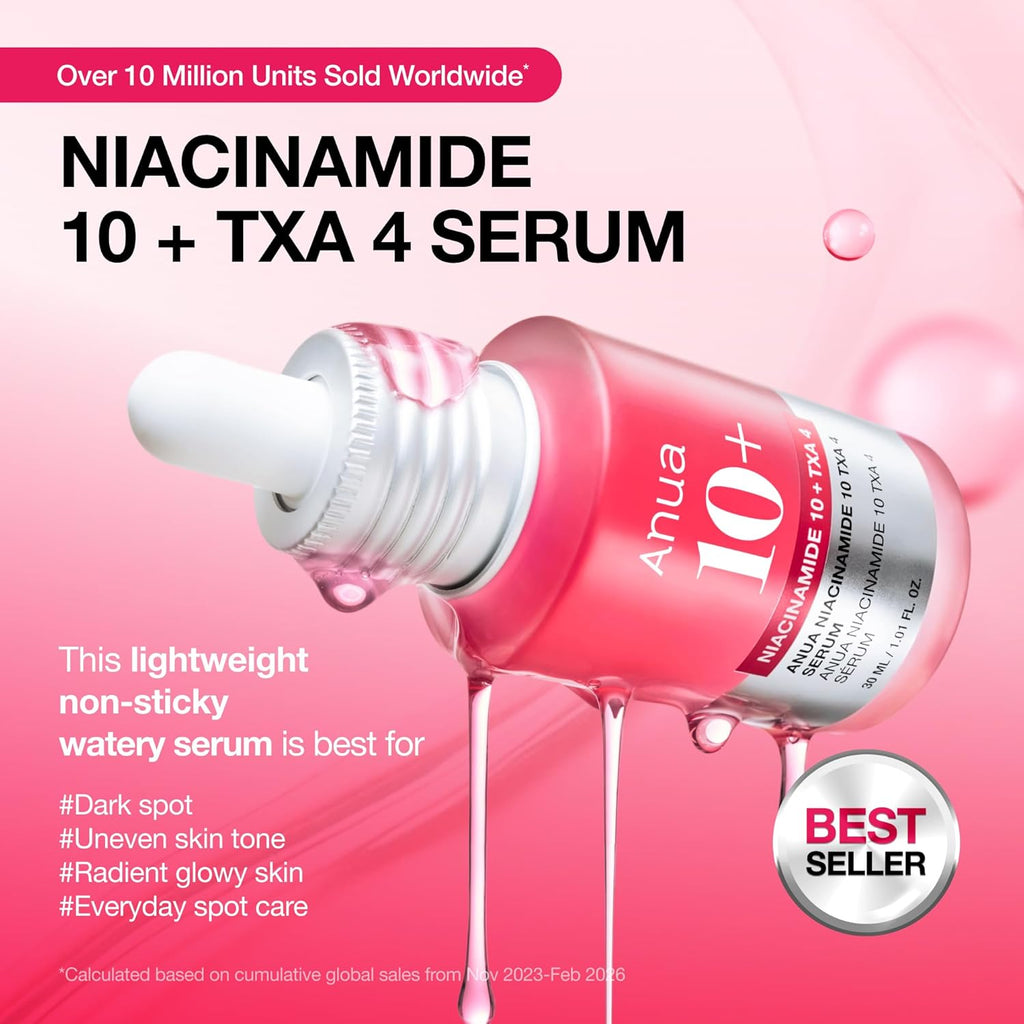 Niacinamide 10 + TXA 4 Serum, Dark Spot Care, Hyaluronic Acid, Tranexamic Acid, Lightweight & Hydrating All-In-One Daily Facial Serum for Glass Skin, Korean Skincare, 1.01 Fl.Oz