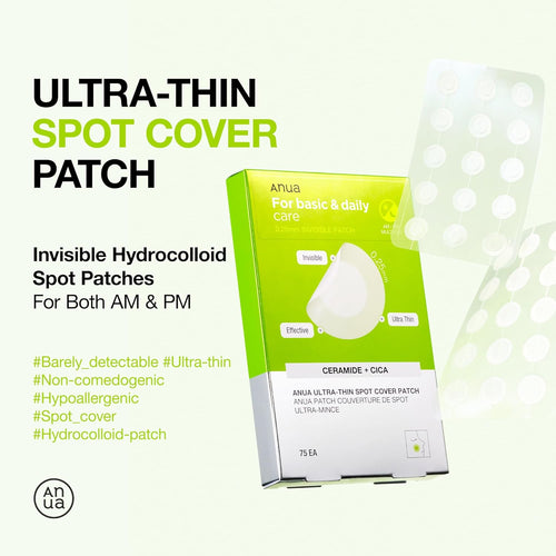 Ultra-Thin Spot Cover Patch, Invisible Hydrocolloid Pimple Patches for Face, 0.25Mm Thin, Day & Night Wear under Makeup, Non-Comedogenic, Korean Skincare, 75 Counts