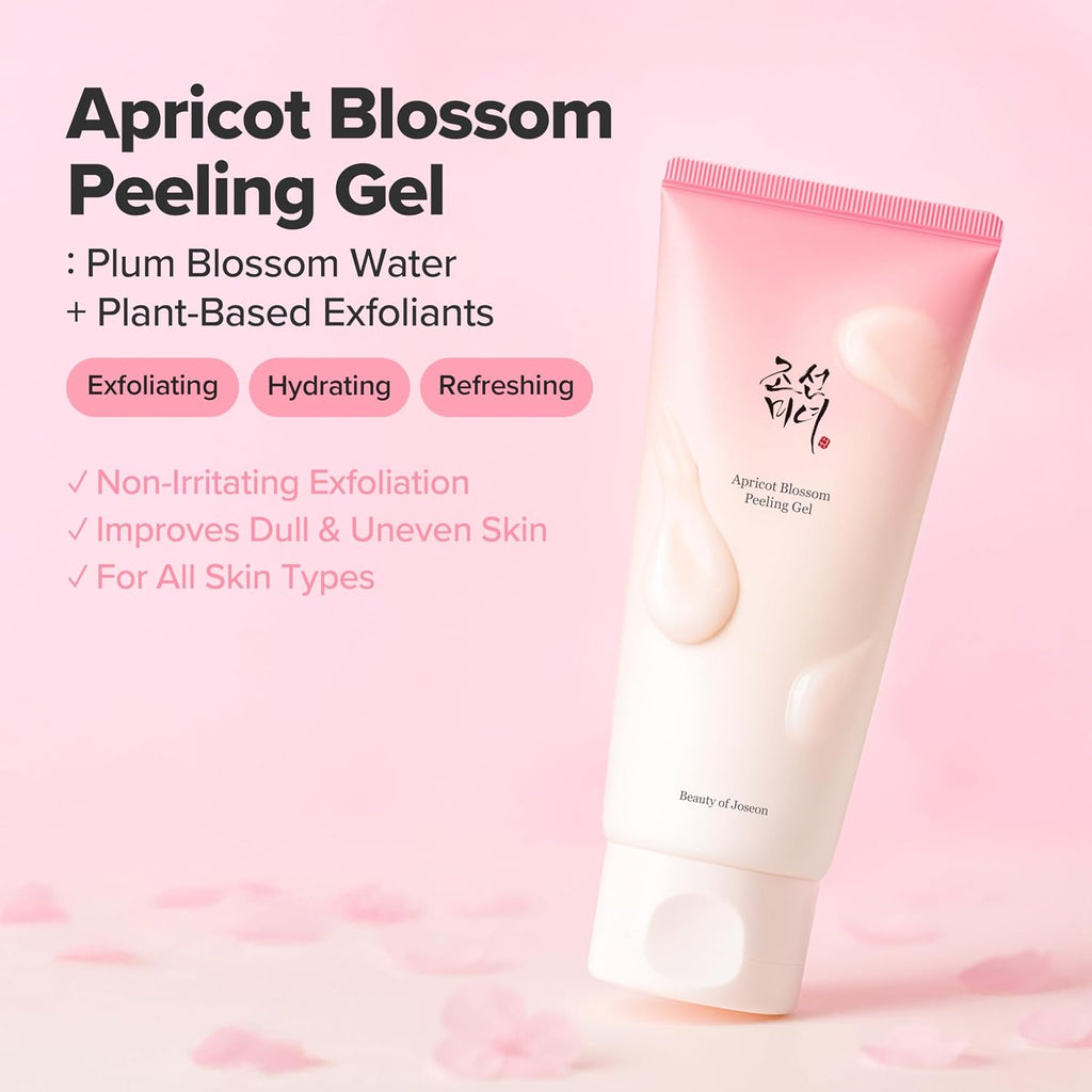 Apricot Blossom Peeling Gel Soft Exfoliating Face and Body Scrub Dead Skin Cells Remover for All Skin Types, Korean Skincare for Men Women, 100Ml, 3.38 Fl.Oz