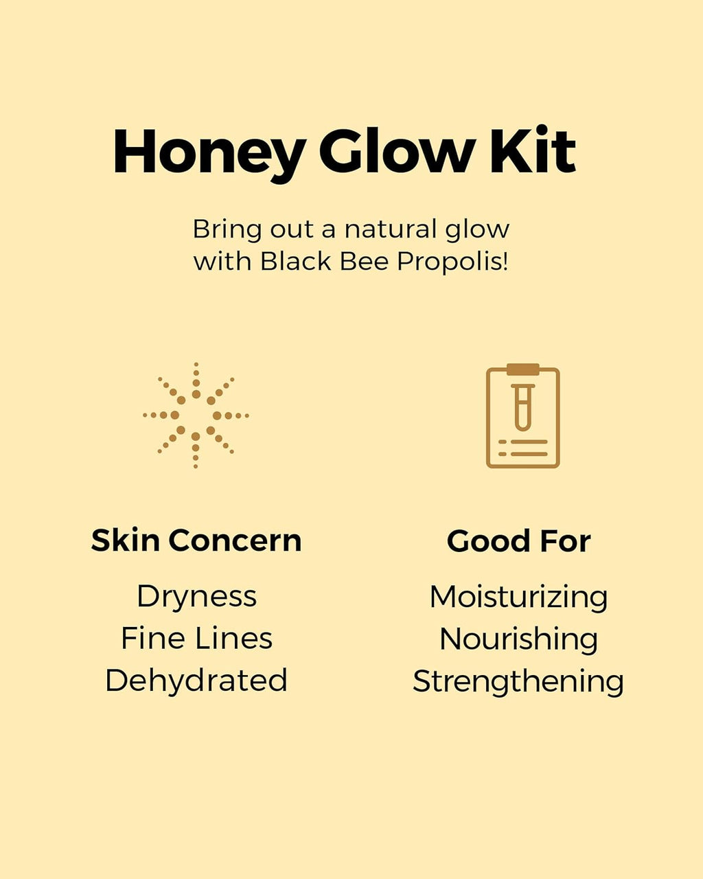 Honey Glow Kit, Korean Skin Care Set with Propolis Facial Toner, Serum, & Cream, Mini Travel Essentials, Deep Moisture, Hydration, Nourishment, Travel Size Gift Set, Korean Skin Care