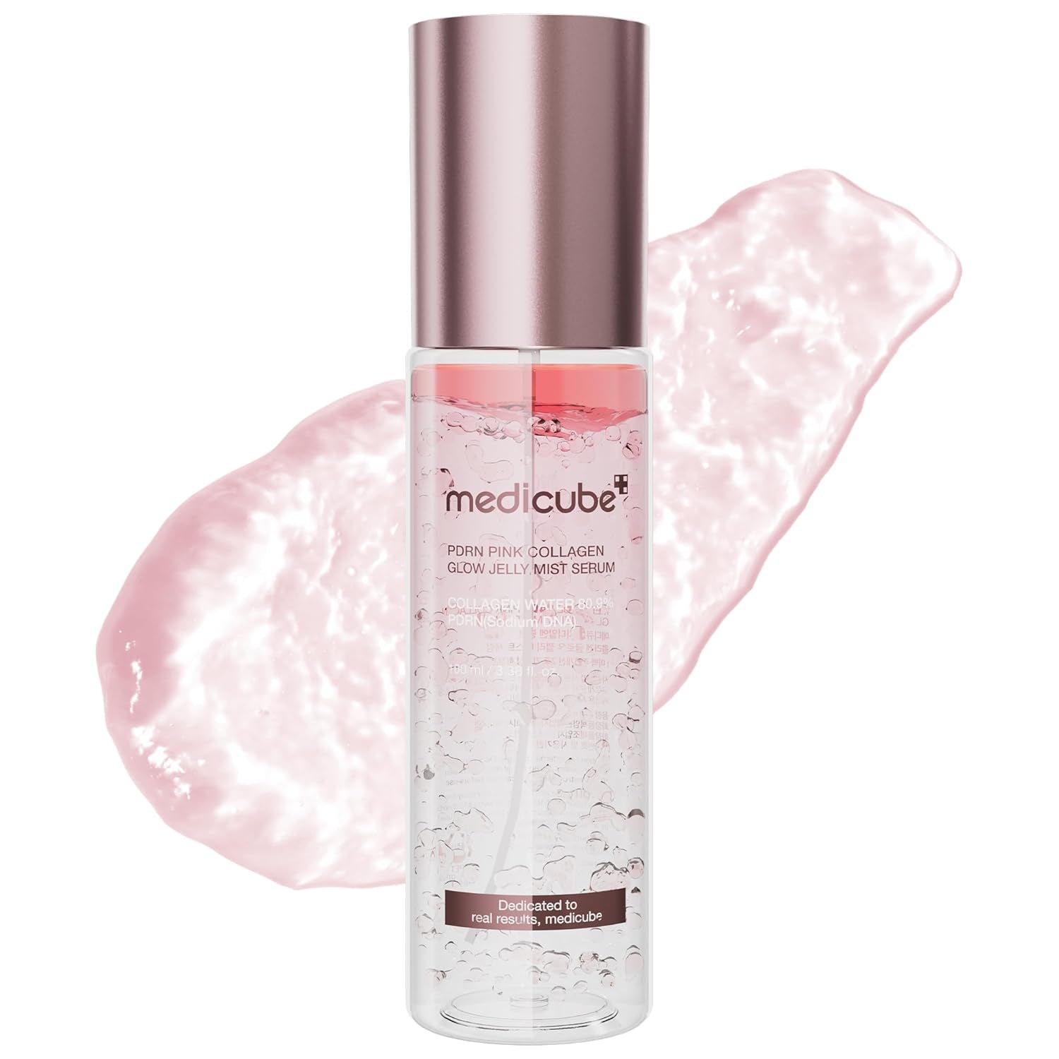 Jelly Mist Serum with Pink PDRN Collagen | Dual-Texture Glow Spray with Niacinamide, Glutathione, Ceramide, Hyaluronic Acid | for Hydration, Radiance, Plump-Looking Skin | 3.38 Fl.Oz