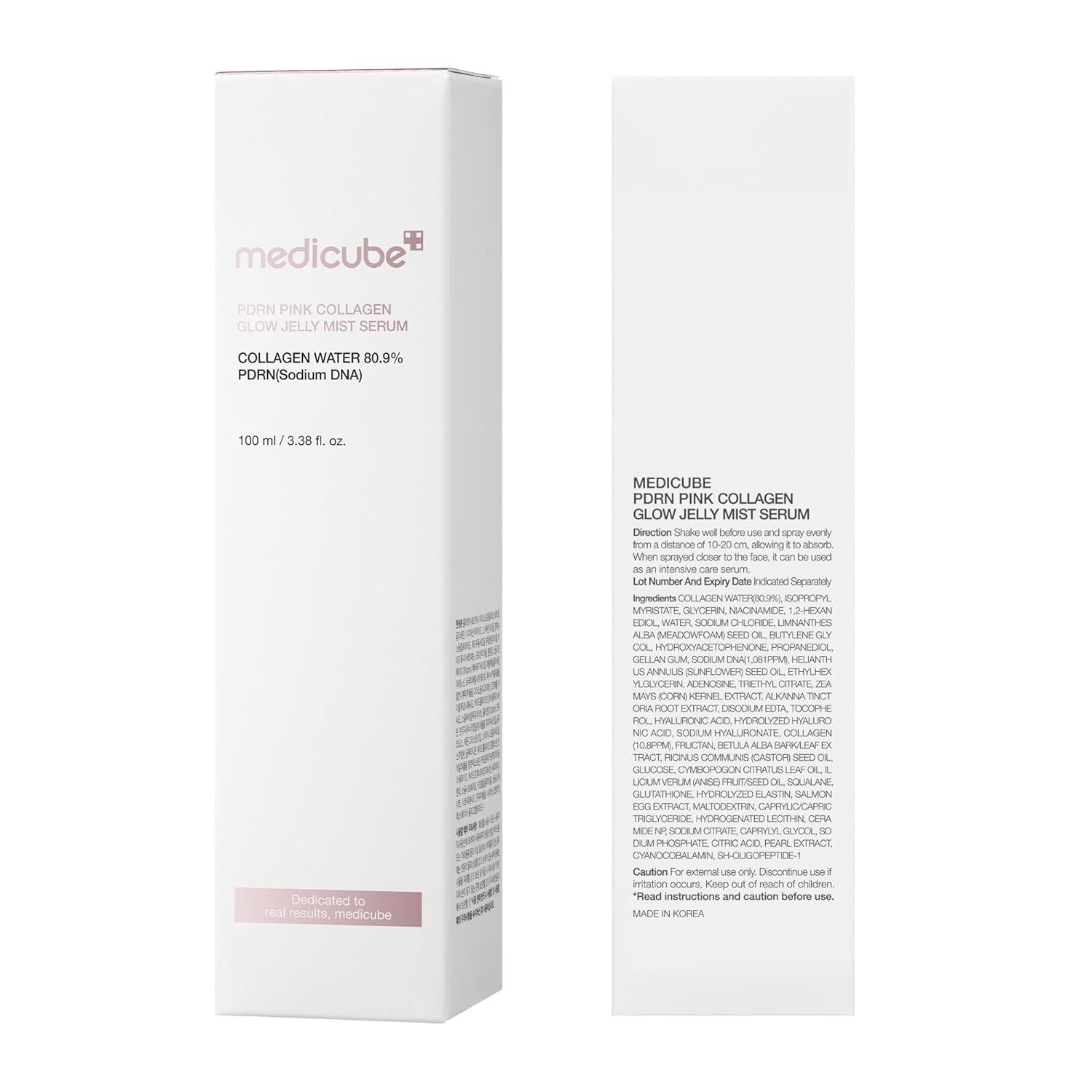 Jelly Mist Serum with Pink PDRN Collagen | Dual-Texture Glow Spray with Niacinamide, Glutathione, Ceramide, Hyaluronic Acid | for Hydration, Radiance, Plump-Looking Skin | 3.38 Fl.Oz