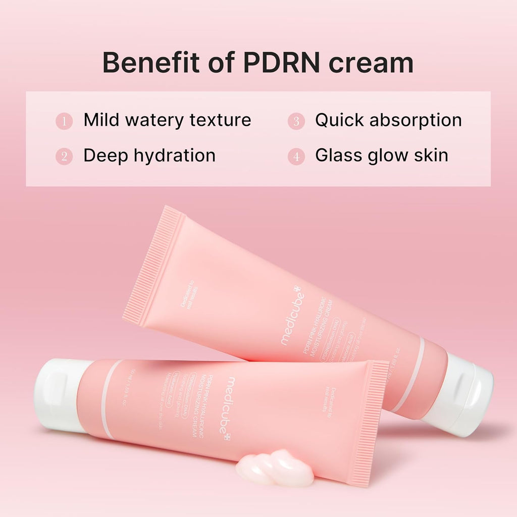 PDRN Pink Hyaluronic Moisturizing Cream | Blemish Recovery, Relief & Hydrating Care | Restores Skin Elasticity & Glow | Korean Skincare for Even Skin Tone & Pore Care | 50Ml / 1.69 Fl.Oz.