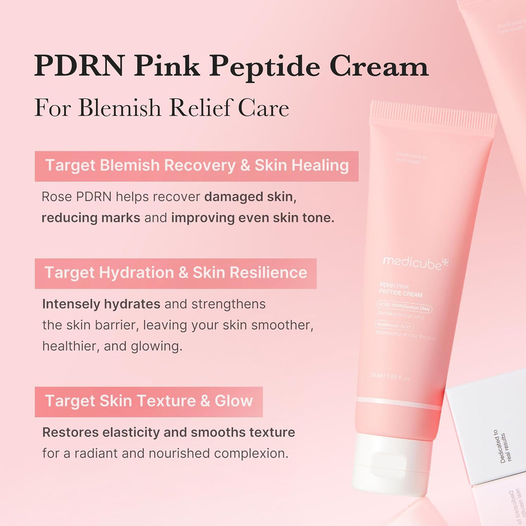 PDRN Pink Hyaluronic Moisturizing Cream | Blemish Recovery, Relief & Hydrating Care | Restores Skin Elasticity & Glow | Korean Skincare for Even Skin Tone & Pore Care | 50Ml / 1.69 Fl.Oz.
