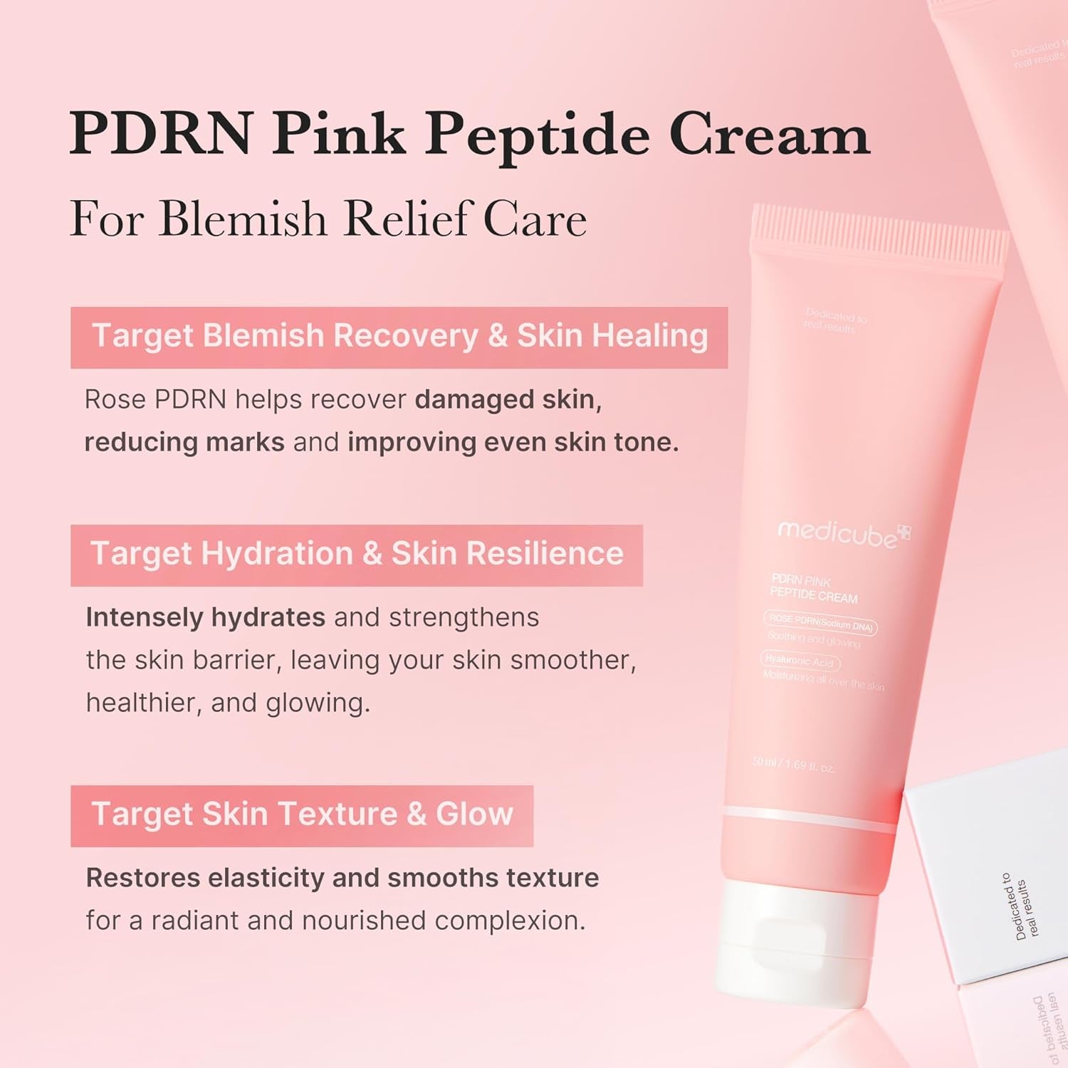 PDRN Pink Hyaluronic Moisturizing Cream | Blemish Recovery, Relief & Hydrating Care | Restores Skin Elasticity & Glow | Korean Skincare for Even Skin Tone & Pore Care | 50Ml / 1.69 Fl.Oz.