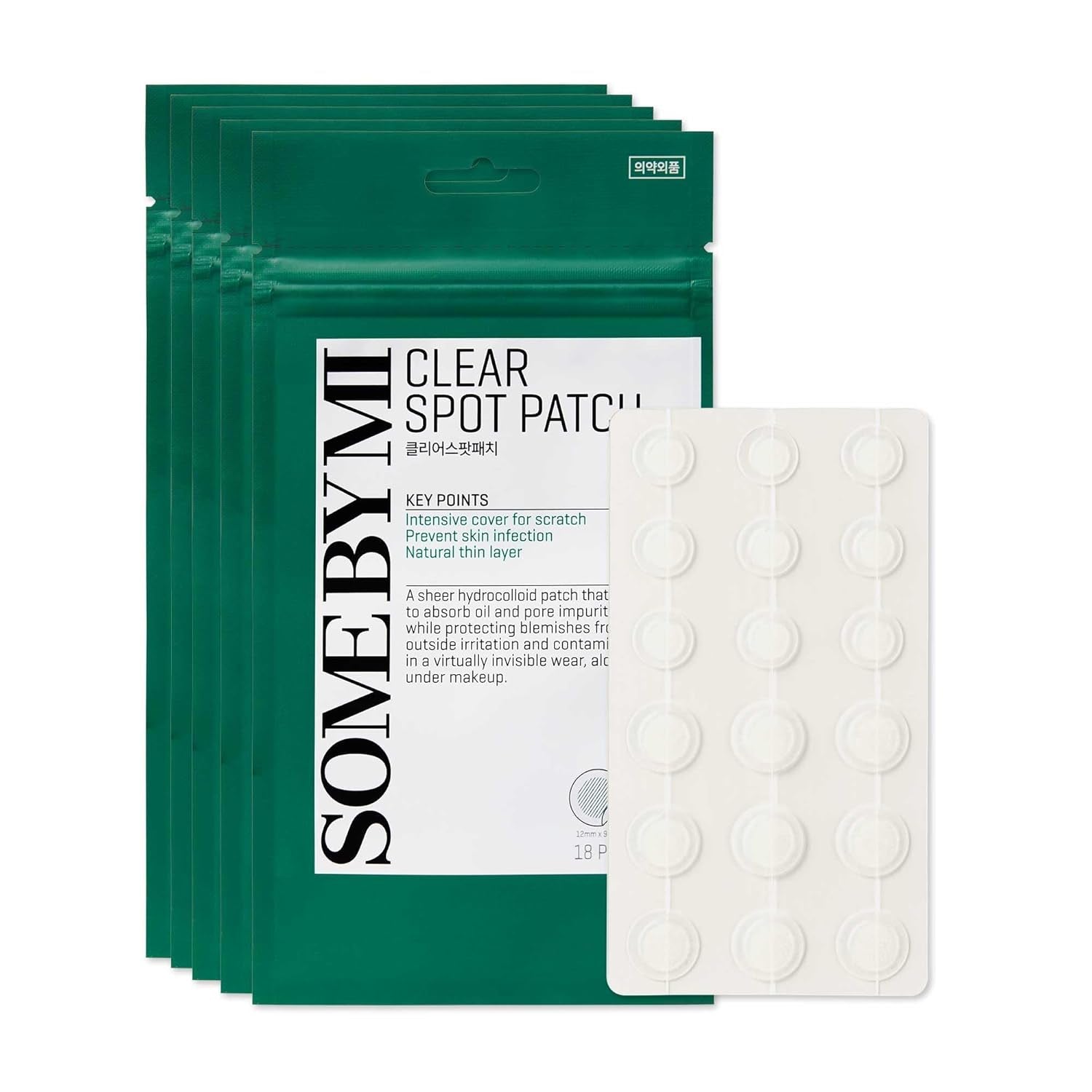 30 Days Miracle Clear Spot Patch - Pack of 5, 90 Counts, 2 Size(10Mm 45Counts, 12Mm 45Counts) - Invisible Hydrocolloid Skin Trouble and Pimple Patch with No Irritation - Korean Skin Care
