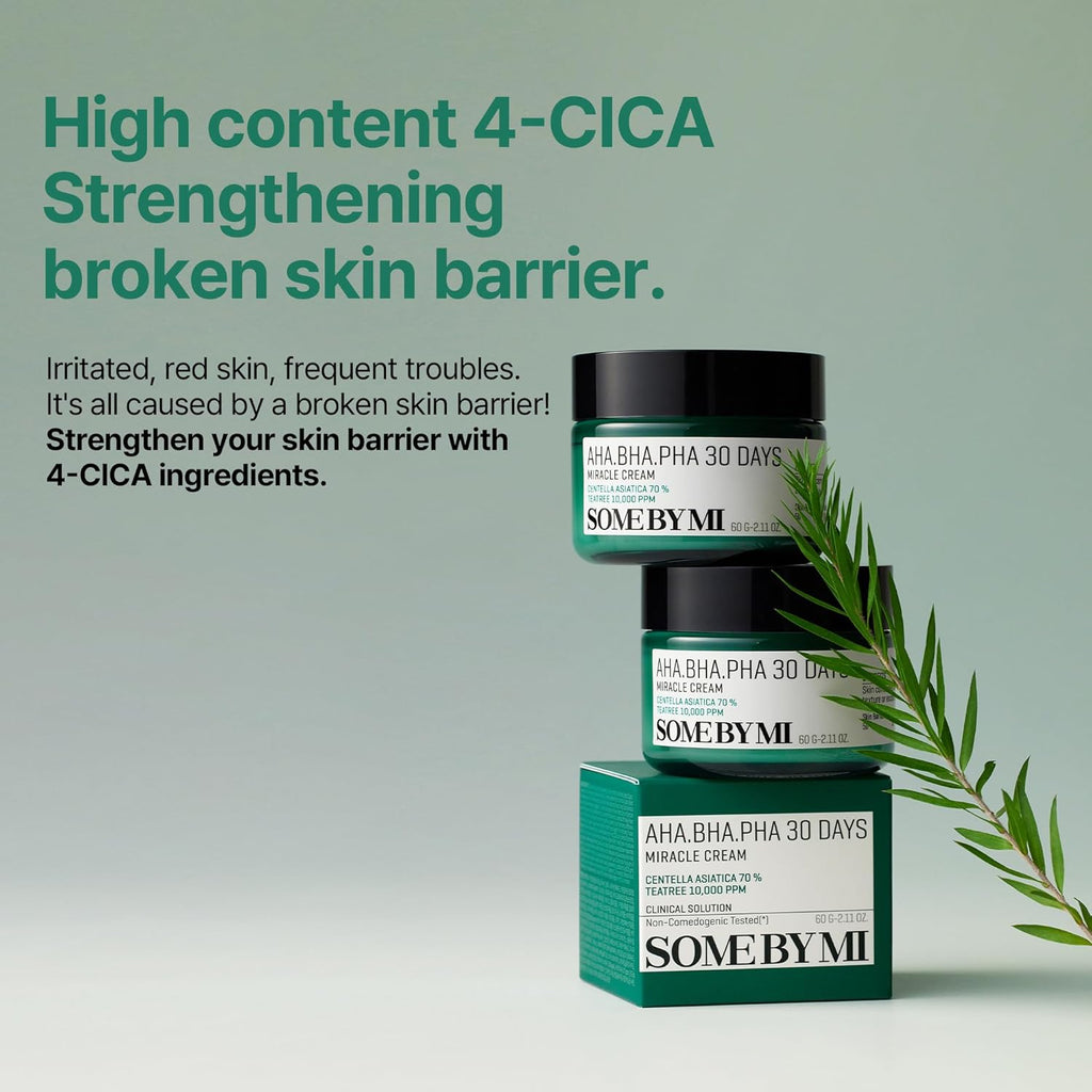 AHA BHA PHA 30 Days Miracle Cream - 2.02Oz, 60Ml - Mild Exfoliating Salicylic Acid & Centella Face Moisturizer for All Skin Types - Daily Soothing & Clarifying Face Cream - Korean Skin Care
